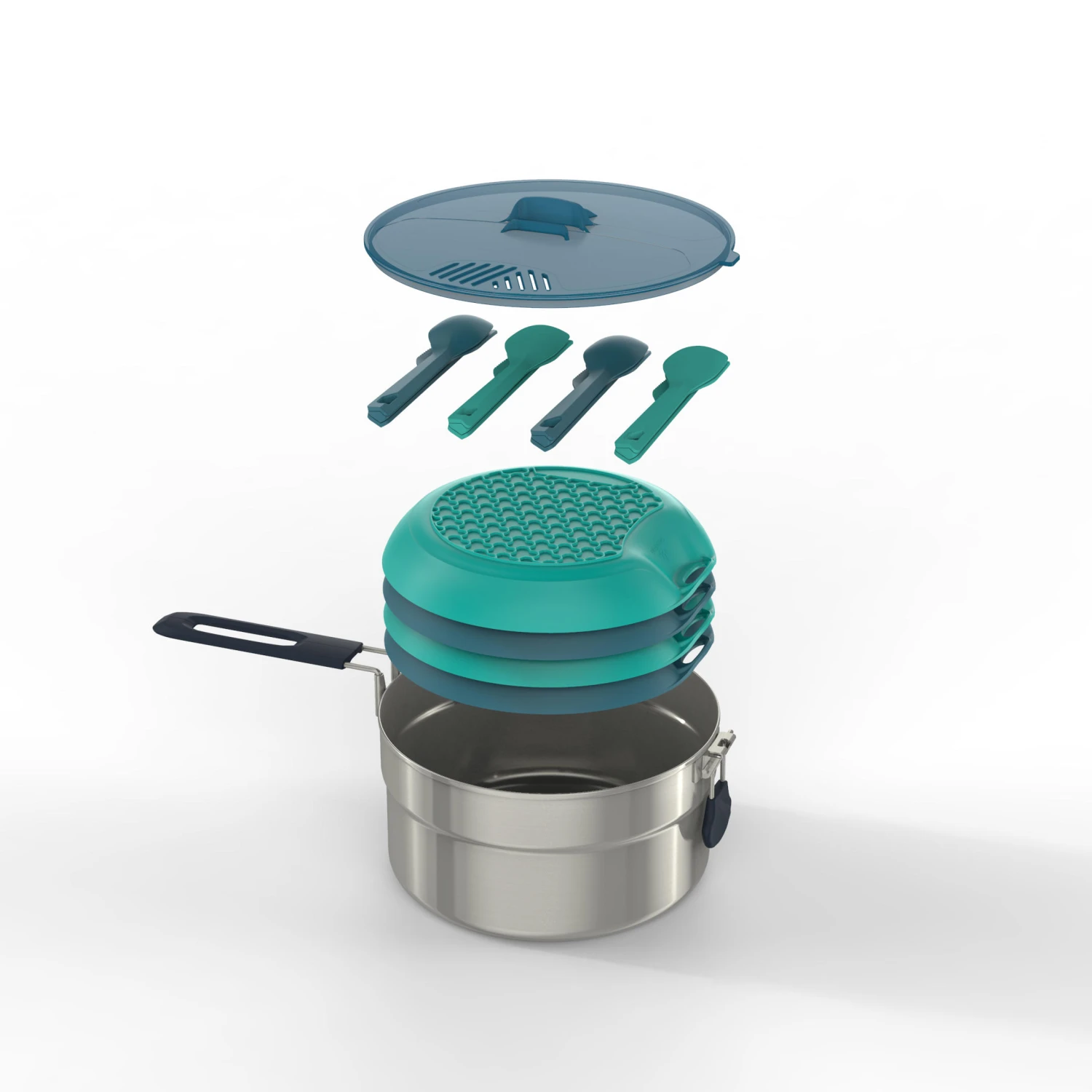 Quechua Hiker's Camping Stainless Steel Cooking Set MH100 4 Person (2.6 L) 1 Quechua Hiker's Camping Stainless Steel Cooking Set MH100 4 Person (2.6 L)