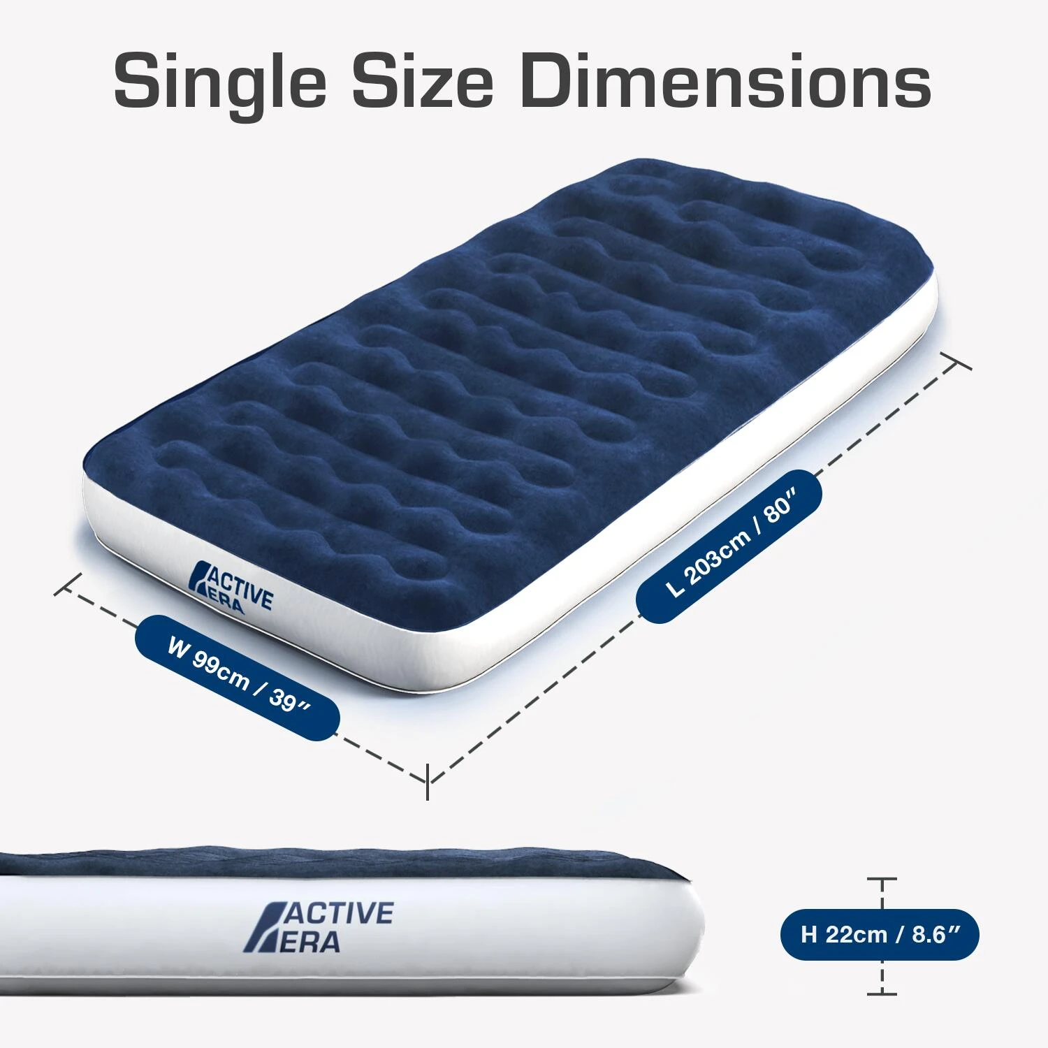 Single Camping Air Bed – Navy/White 3 Single Camping Air Bed – Navy/White - Image 3